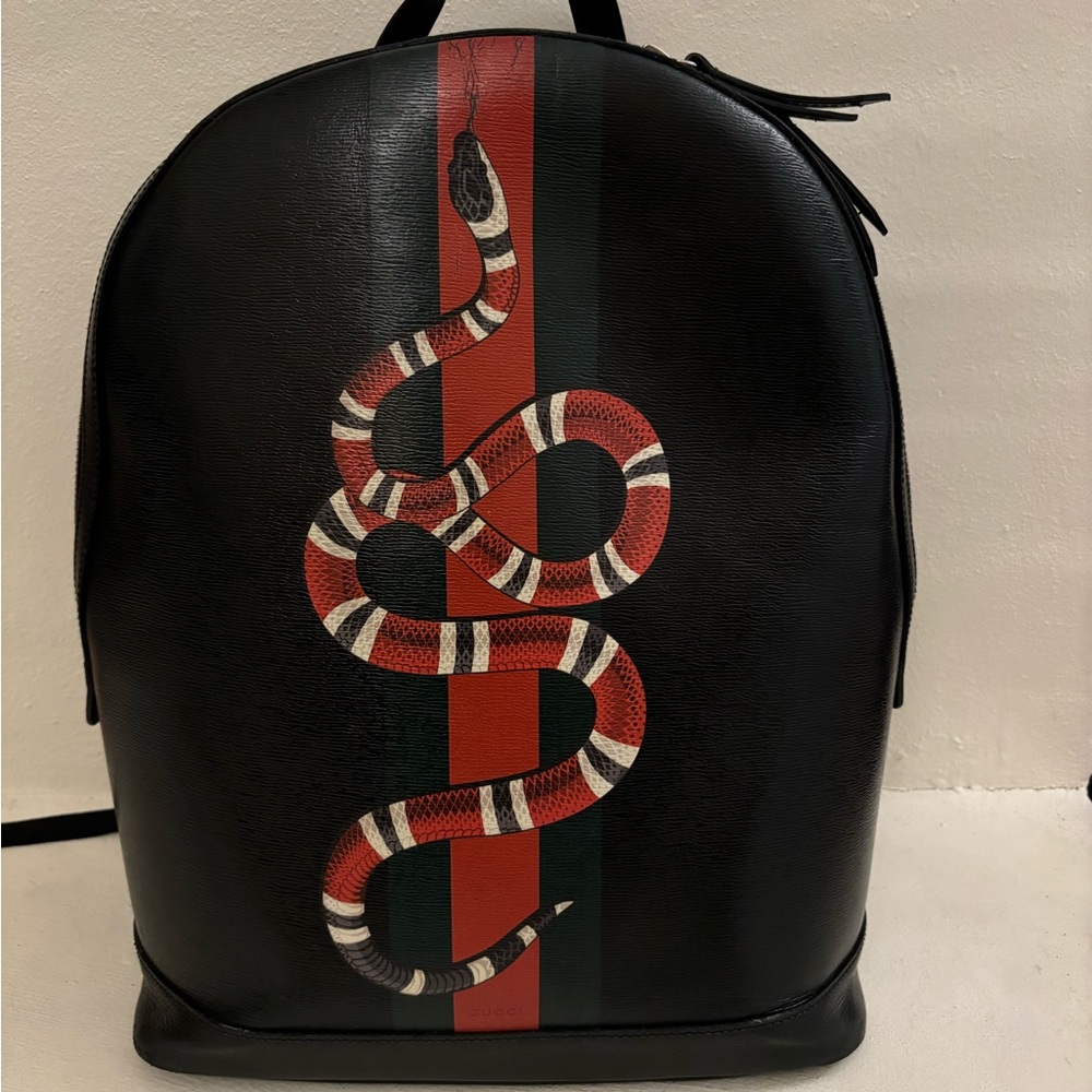 Gucci Luxury Black Backpack with Red and Green Stripe
